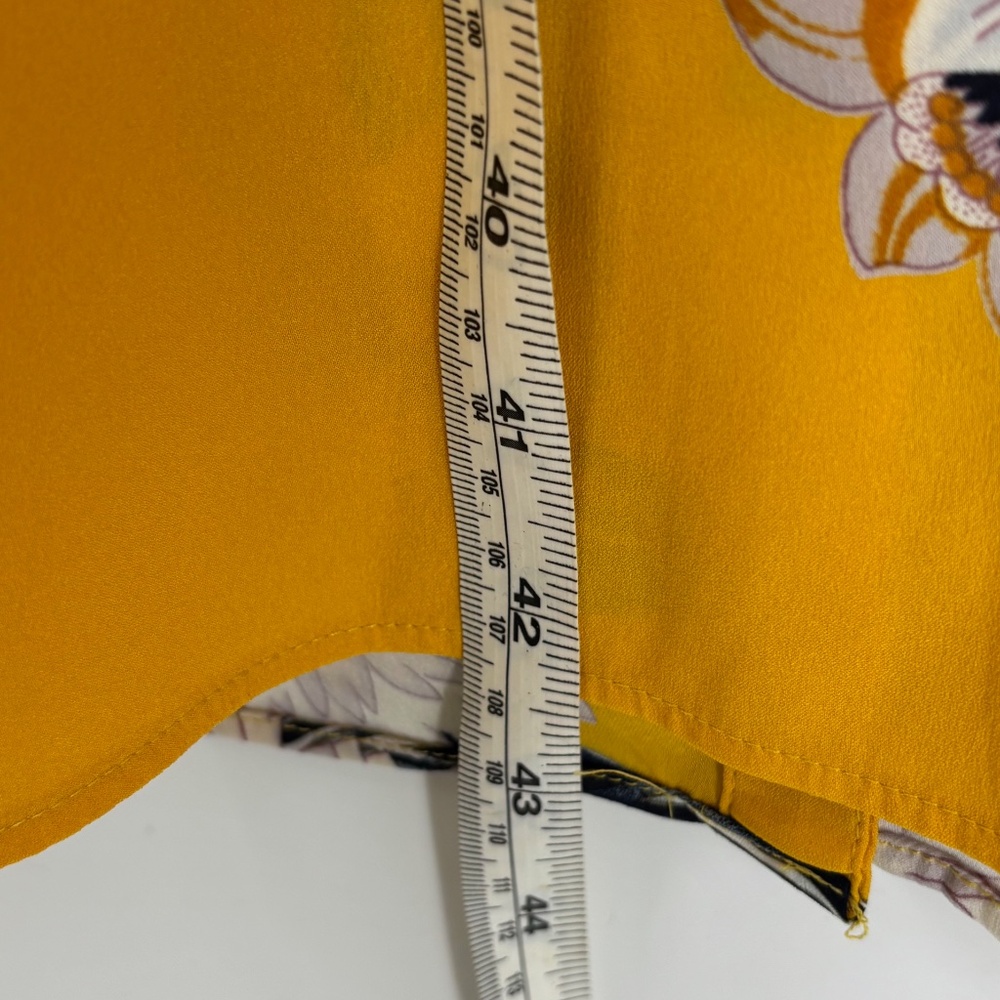 Loft Petites Womens 4P Button Front Maxi Shirt Dress Yellow Floral Belt Short Sl - Picture 9 of 9